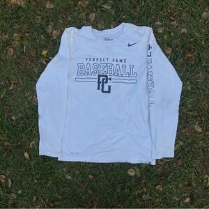 Nike Kids White Long Sleeve Baseball Tee